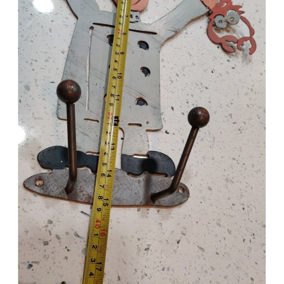 Laser Cut Metal Art Chef w/ Fork VS Lobster Towel Hooks 15" Rustic Shop Decor - Picture 15 of 16